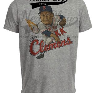 Boston Red Sox Roger Clemens Retro Baseball 1985 Artwork Heather Gray Sublimated T-Shirt