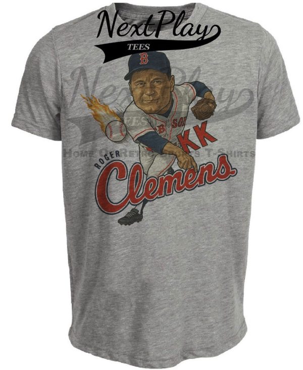 Boston Red Sox Roger Clemens Retro Baseball 1985 Artwork Heather Gray Sublimated T-Shirt