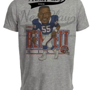 Buffalo Bills Cornelius Bennett Retro Football 1991 Artwork Heather Gray Sublimated T-Shirt