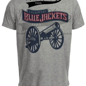 Columbus Blue Jackets Exclusive Retro Hockey Cannon Artwork Heather Gray Sublimated T-Shirt