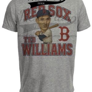 Boston Red Sox Retro Ted Williams Baseball 1953 Artwork Heather Gray Sublimated T-Shirt