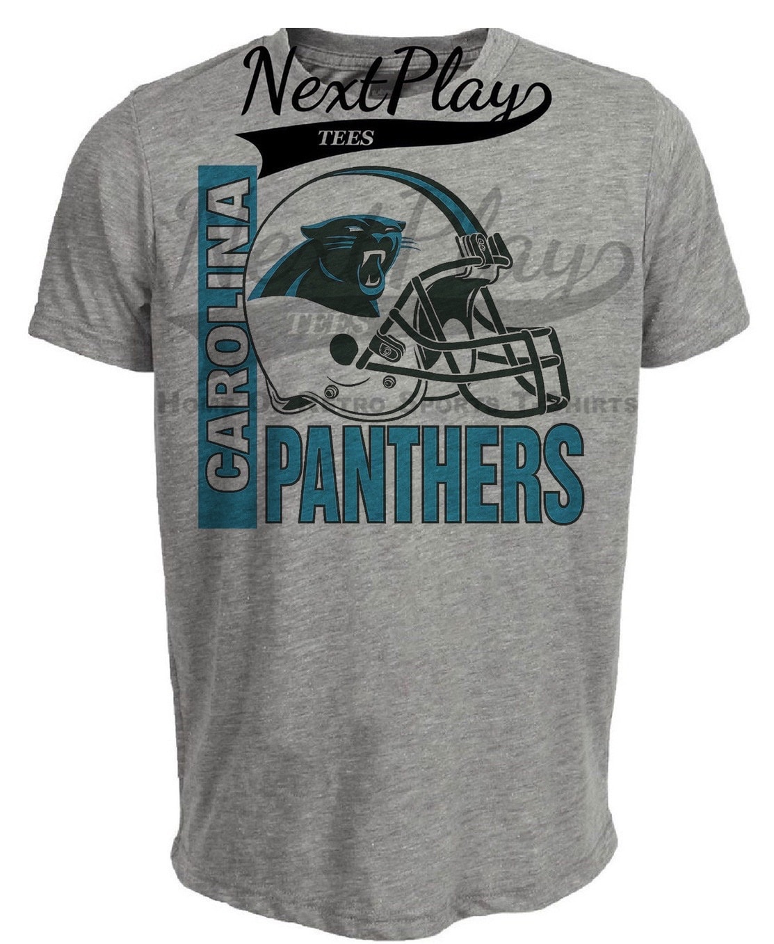 Carolina Panthers Retro Rivals Football Helmet Artwork Heather Gray Sublimated T-Shirt