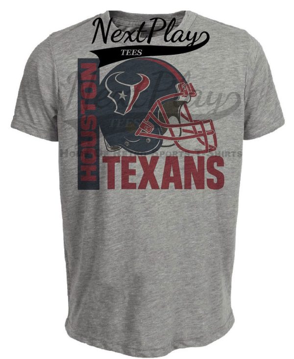 Houston Texans Retro Rivals Football Helmet Artwork Heather Gray Sublimated T-Shirt