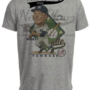 New York Yankees Mickey Mantle Exclusive Retro Baseball 1961 Artwork Heather Gray Sublimated T-Shirt