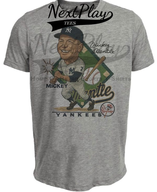 New York Yankees Mickey Mantle Exclusive Retro Baseball 1961 Artwork Heather Gray Sublimated T-Shirt