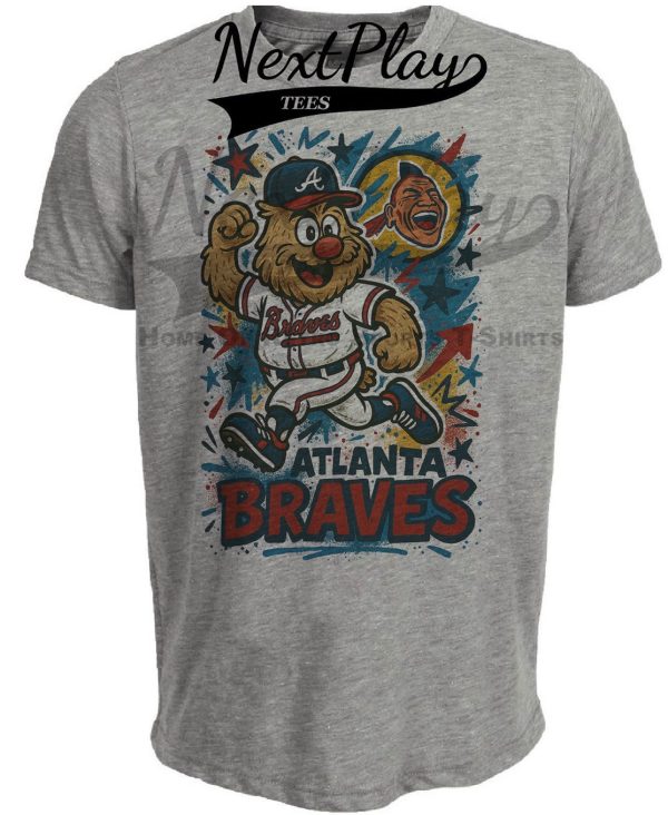 Atlanta Braves Blooper Graffiti Exclusive Retro Baseball Artwork Heather Gray Sublimated T-Shirt