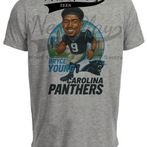 Carolina Panthers Bryce Young Exclusive Retro Football City Artwork Heather Gray Sublimated T-Shirt