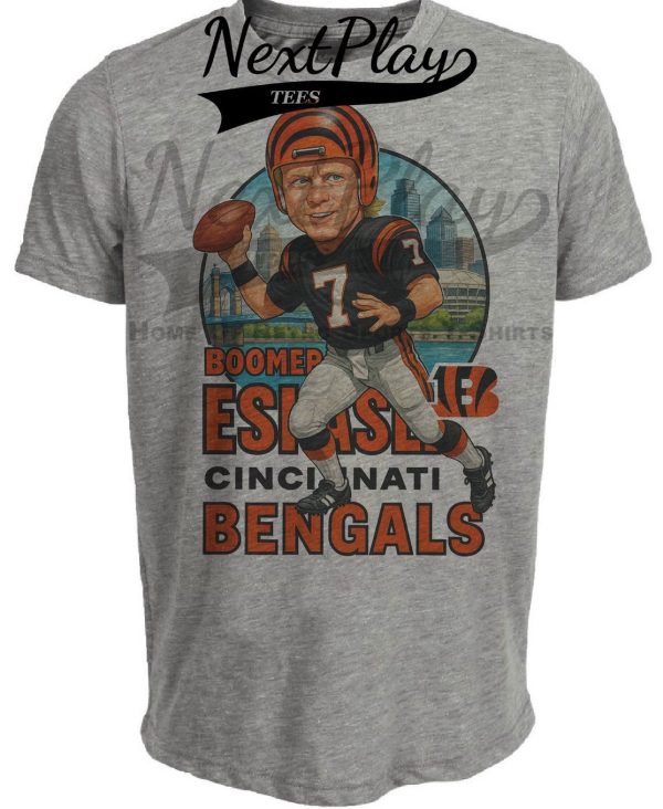 Cincinnati Bengals Boomer Esiason Exclusive Retro Football City Artwork Heather Gray Sublimated T-Shirt