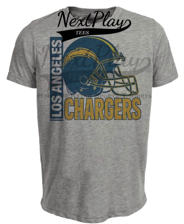 Los Angeles Chargers Retro Rivals Football Helmet Artwork Heather Gray Sublimated T-Shirt