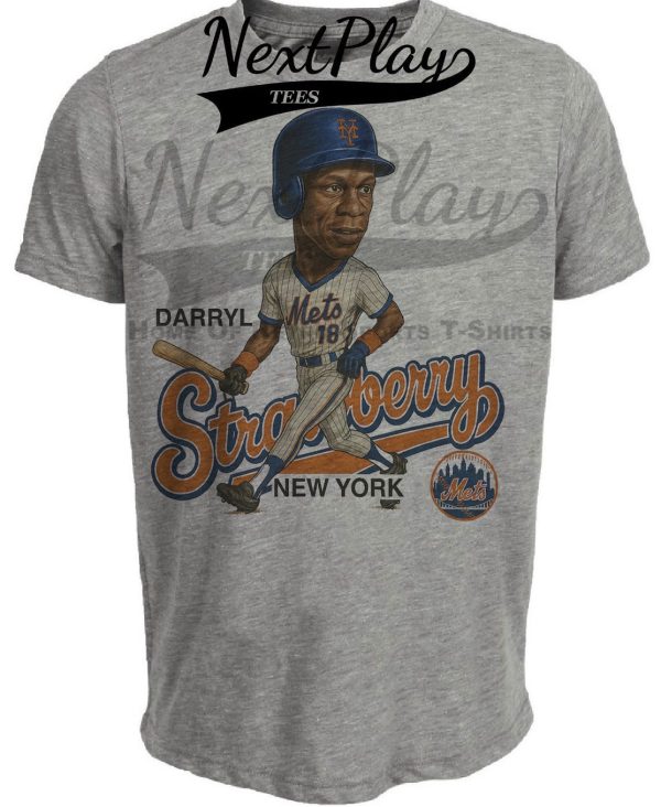 New York Mets Darryl Strawberry Exclusive Retro Baseball 1986 Artwork Heather Gray Sublimated T-Shirt
