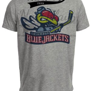 Columbus Blue Jackets Retro Hockey Mascot Artwork Heather Gray Sublimated T-Shirt
