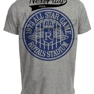 Kansas City Royals Retro All Star Game Baseball 1973 Artwork Heather Gray Sublimated T-Shirt