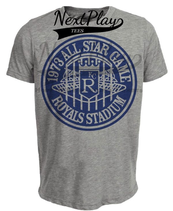 Kansas City Royals Retro All Star Game Baseball 1973 Artwork Heather Gray Sublimated T-Shirt