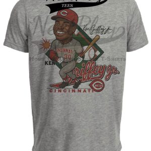 Cincinnati Reds Ken Griffey Jr. Exclusive Retro Baseball 2002 Artwork Heather Gray Sublimated T-Shirt
