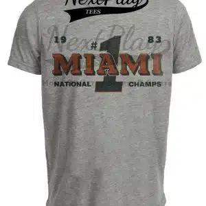 Miami Hurricanes National Champs Retro Football 1983 Artwork Heather Gray Sublimated T-Shirt