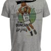 San Antonio Spurs Tim Duncan Exclusive Retro Basketball 1997 Artwork Heather Gray Sublimated T-Shirt