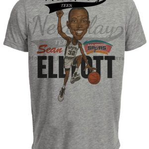 San Antonio Spurs Sean Elliott Exclusive Retro Basketball 1991 Artwork Heather Gray Sublimated T-Shirt