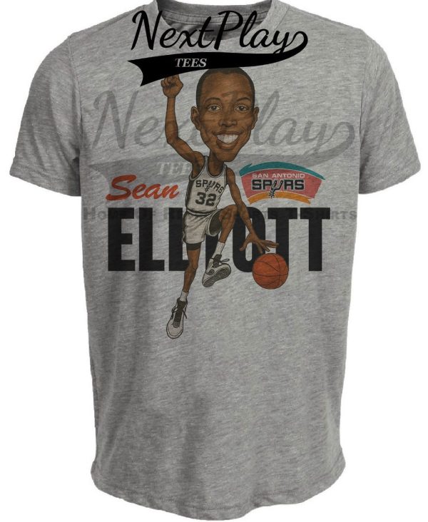 San Antonio Spurs Sean Elliott Exclusive Retro Basketball 1991 Artwork Heather Gray Sublimated T-Shirt