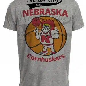 Nebraska Cornhuskers Retro Mascot Basketball Gray Sublimated T-Shirt