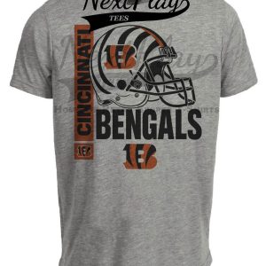 Cincinnati Bengals Exclusive Helmet Retro Football Artwork Heather Gray Sublimated T-Shirt