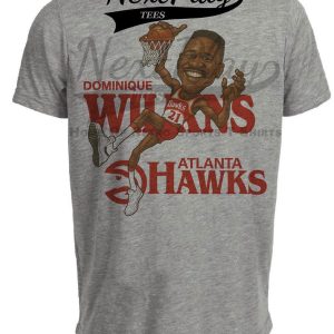Atlanta Hawks Retro Dominique Wilkins Basketball 1987 Artwork Heather Gray Sublimated T-Shirt