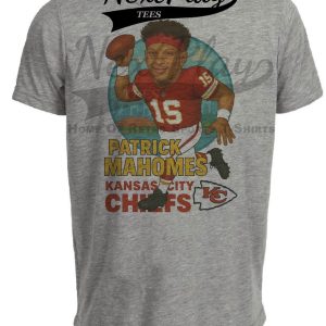 Kansas City Chiefs Patrick Mahomes Exclusive Retro Football City Artwork Heather Gray Sublimated T-Shirt