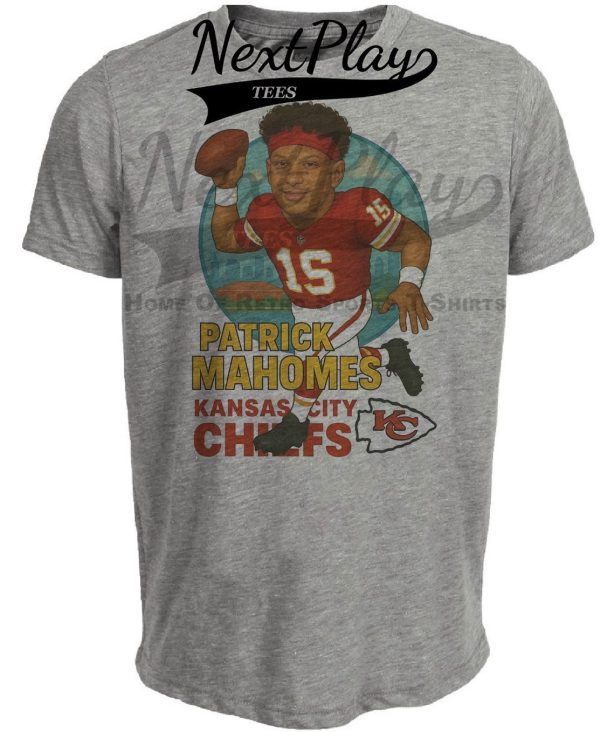 Kansas City Chiefs Patrick Mahomes Exclusive Retro Football City Artwork Heather Gray Sublimated T-Shirt