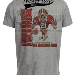 San Francisco 49ers Deion Sanders Retro Football 1994 Artwork Heather Gray Sublimated T-Shirt
