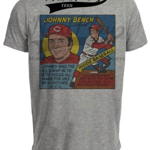 Cincinnati Reds Johnny Bench Exclusive Retro Baseball 1979 Artwork Heather Gray Sublimated T-Shirt