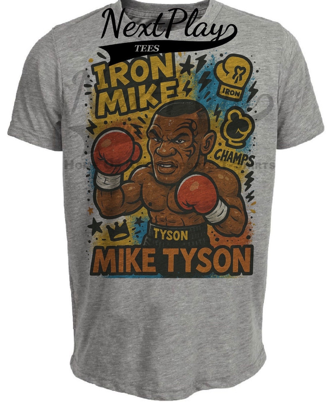 Mike Tyson Iron Exclusive Retro Boxing Graffiti Artwork Heather Gray Sublimated T-Shirt