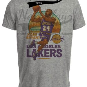 Los Angeles Lakers Kobe Bryant Exclusive Retro Basketball 1997 Artwork Heather Gray Sublimated T-Shirt