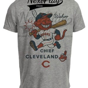 Cleveland Indians Chief Wahoo Retro Baseball Artwork Heather Gray Sublimated T-Shirt