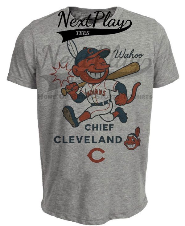 Cleveland Indians Chief Wahoo Retro Baseball Artwork Heather Gray Sublimated T-Shirt