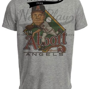 California Angels Jim Abbott Exclusive Retro Baseball 1989 Artwork Heather Gray Sublimated T-Shirt
