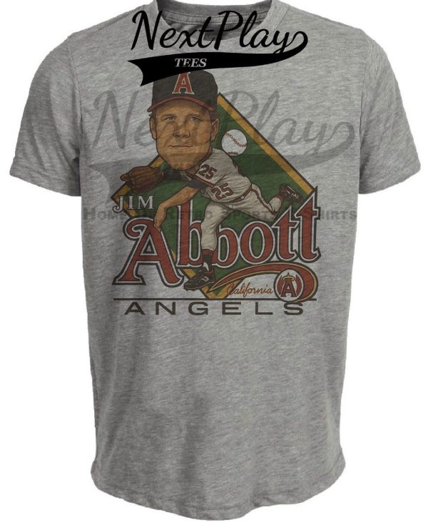 California Angels Jim Abbott Exclusive Retro Baseball 1989 Artwork Heather Gray Sublimated T-Shirt