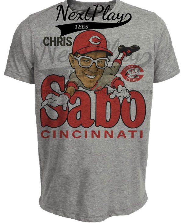 Cincinnati Reds Chris Sabo Exclusive Retro Baseball 1988 Artwork Heather Gray Sublimated T-Shirt