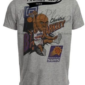 Phoenix Suns Charles Barkley Retro Basketball Dunk 1993 Artwork Heather Gray Sublimated T-Shirt