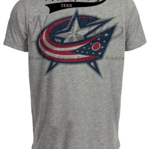 Columbus Blue Jackets Retro Hockey Star Artwork Heather Gray Sublimated T-Shirt