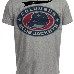 Columbus Blue Jackets Retro Hockey Cap Artwork Heather Gray Sublimated T-Shirt