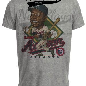 Atlanta Braves Hank Aaron Exclusive Retro Baseball 1966 Artwork Heather Gray Sublimated T-Shirt
