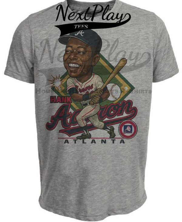 Atlanta Braves Hank Aaron Exclusive Retro Baseball 1966 Artwork Heather Gray Sublimated T-Shirt