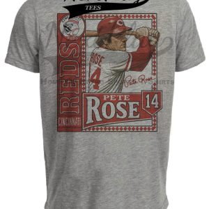 Cincinnati Reds Pete Rose Exclusive Retro Baseball 1985 Artwork Heather Gray Sublimated T-Shirt