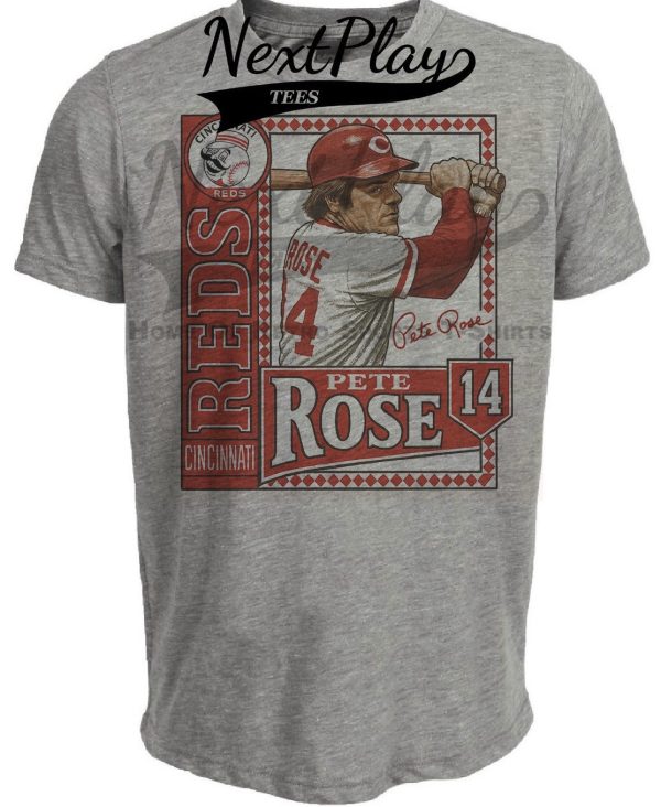 Cincinnati Reds Pete Rose Exclusive Retro Baseball 1985 Artwork Heather Gray Sublimated T-Shirt