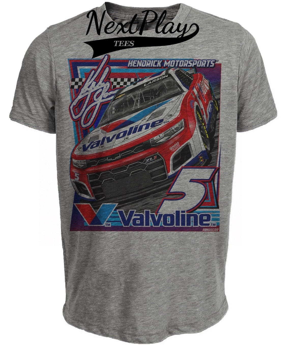 Kyle Larson Retro Racing Gray Sublimated T-Shirt