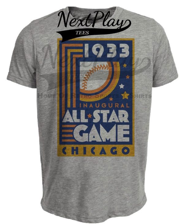 Chicago White Sox Retro All Star Game Baseball 1933 Artwork Heather Gray Sublimated T-Shirt