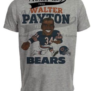 Chicago Bears Walter Payton Retro Football 1986 Artwork Heather Gray Sublimated T-Shirt