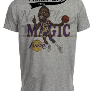 Los Angeles Lakers Magic Johnson Retro Showtime Basketball 1988 Artwork Heather Gray Sublimated T-Shirt