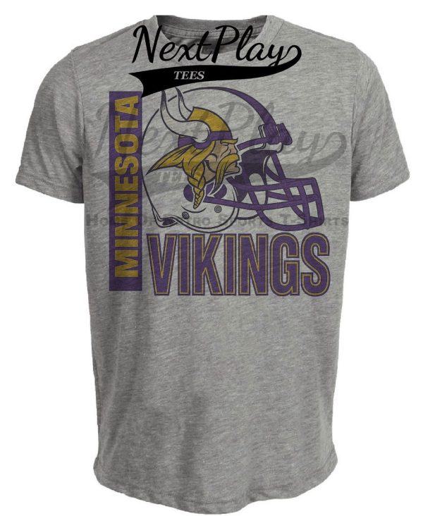Minnesota Vikings Retro Rivals Football Helmet Artwork Heather Gray Sublimated T-Shirt