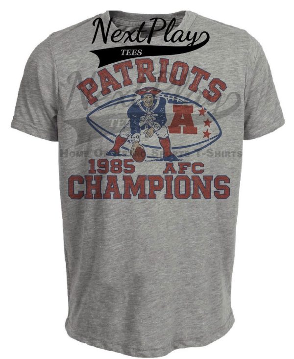 New England Patriots AFC Champions Retro Football 1985 Artwork Heather Gray Sublimated T-Shirt