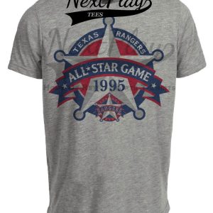 Texas Rangers Retro All Star Game Baseball 1995 Artwork Heather Gray Sublimated T-Shirt
